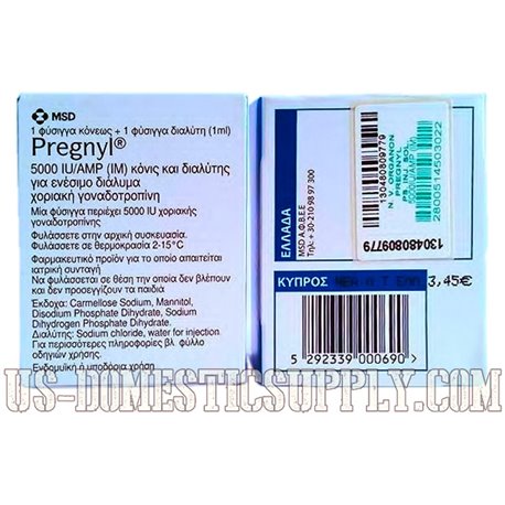 Pregnyl (HCG - Human Chorionic Gonadotropin) 5000iu/amp, MSD