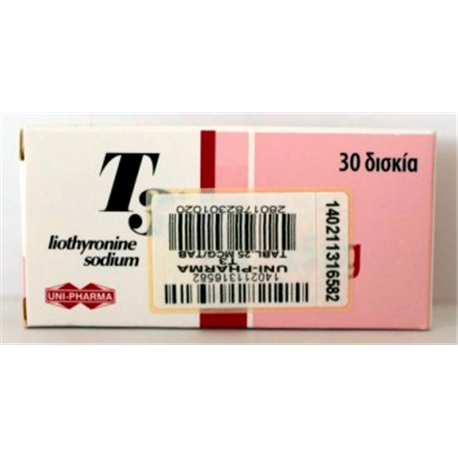 T3 (Liothyronine Sodium) 25mcg 30tabs, Unipharma
